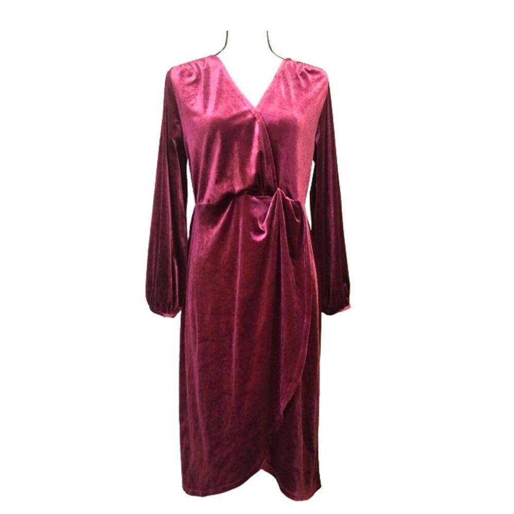A New Day Women's Wrap Dress Velvet Red Whimsigoth Fairy Romantic V Neck Medium